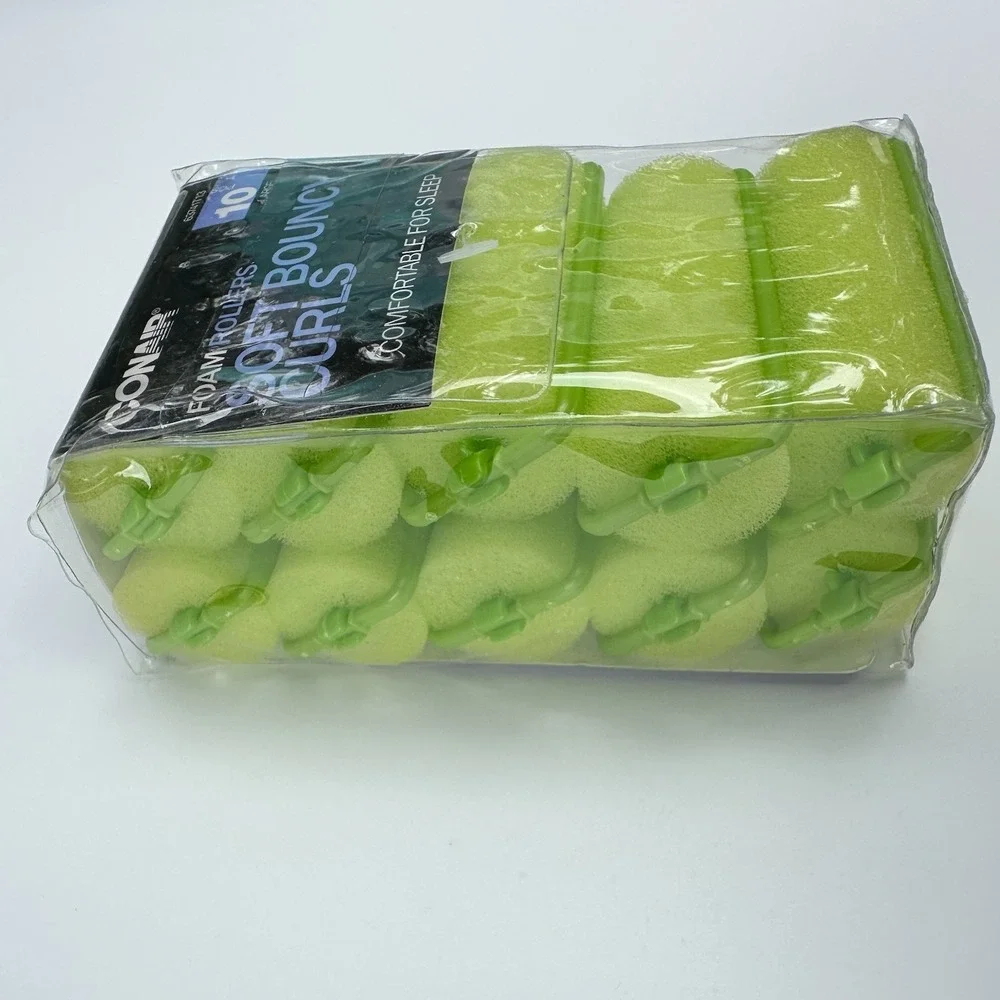 Conair Body & Bounce Large Foam Hair Rollers, Neon Green, 10-Pieces